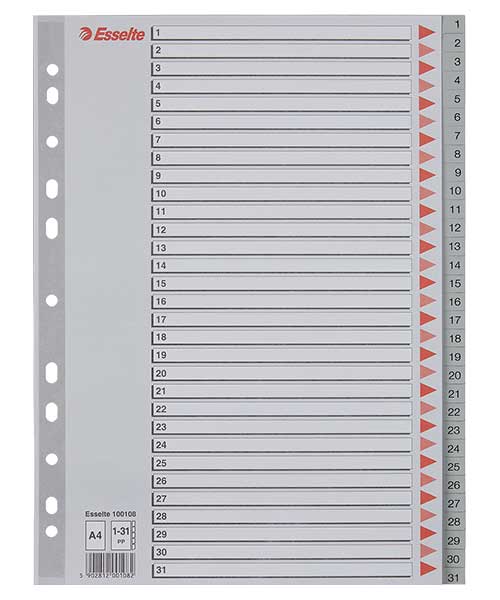Esselte Separatör A4 1-31 Rakam Gri 100108
