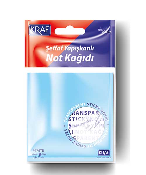 Kraf Yapışkanlı Not Kağıdı 76X76 100 Yp. Şeffaf Karışık 7676Tr