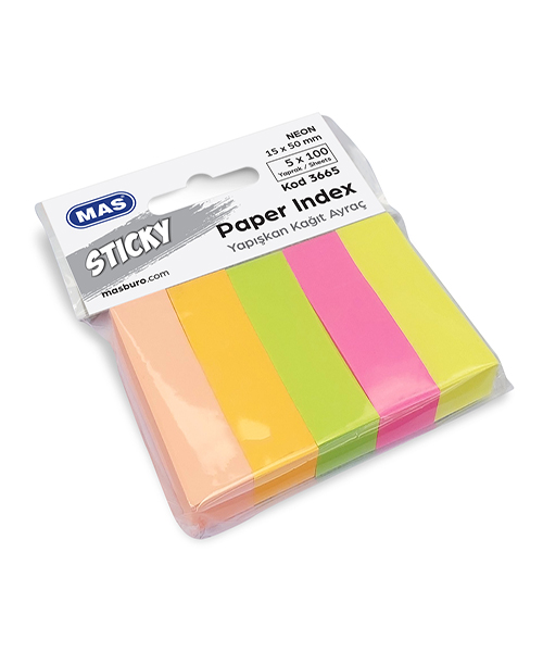 Mas Yapışkanlı Kağıt Ayraç 15*50 Neon 5 Renk 3665