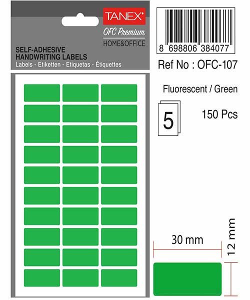 Taneks Ofc-107 Flo Yeşil Ofis Etiketi 5 Ad.
